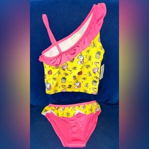 Bobbie Brooks Unicorn Print 2 Pc bathing suit Tankini Girls Size S (6/6X)